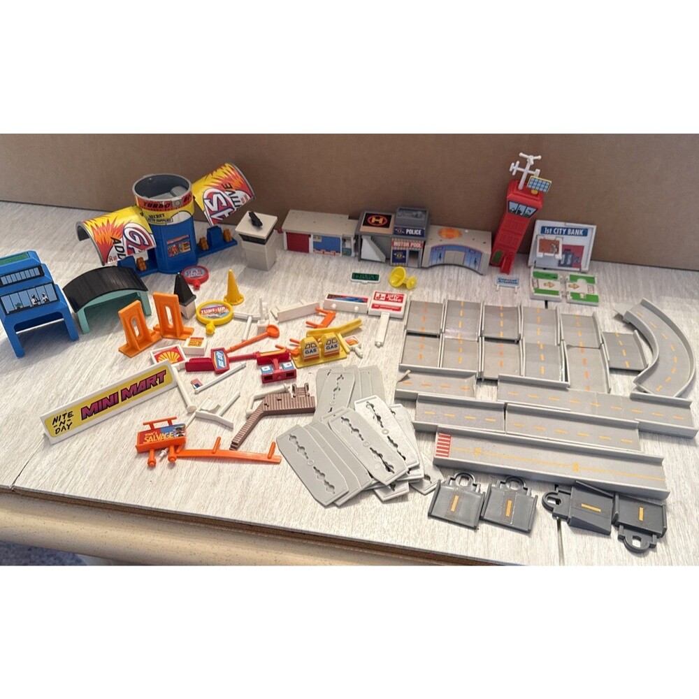 Micro Machines Playset Lot PARTS ONLY, City & Highway & Byway Set Tracks& Extras